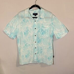 Margaritaville Men's Floral Hawaiian Shirt Tropical Button Up White Blue Small
